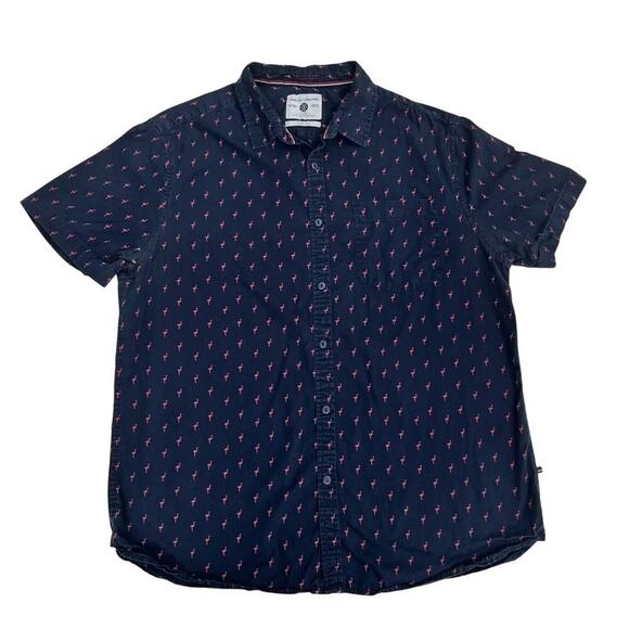 Cactus‎ Man Ricky Singh Flamingo 🦩Navy Blue Cotton Button Up - XL - Picture 1 of 5